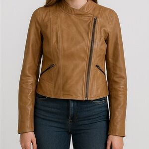 haute hippie leather jacket brown motocycle womens small
